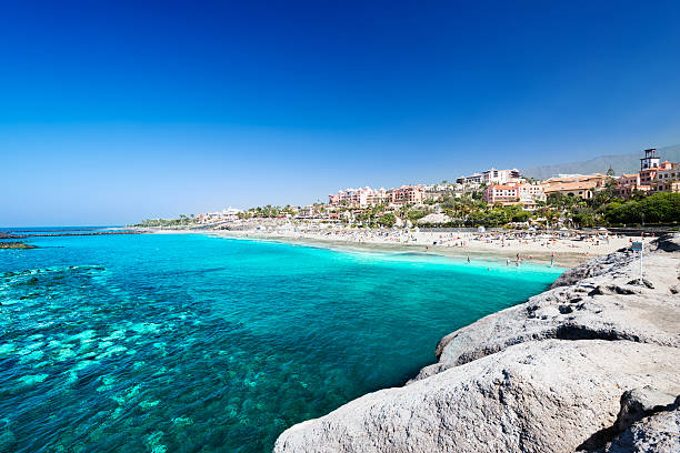 Beautiful sea water of tropical El Duque beach, Tenerife, Canary islands, Spain